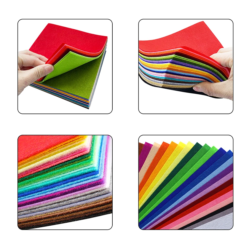 Craft Felt Fabric Sheets Assorted Colors Squares Soft And Stiff for Choice 20x30cm 40Pcs Pack for Art & DIY Project