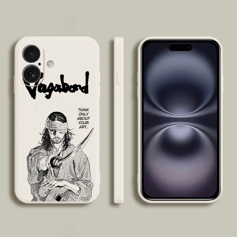 Vagabond Miyamoto Musashi Liquid Silicone Phone Case For Apple iPhone 11 12 13 14 15 16 Pro Max Soft Cover