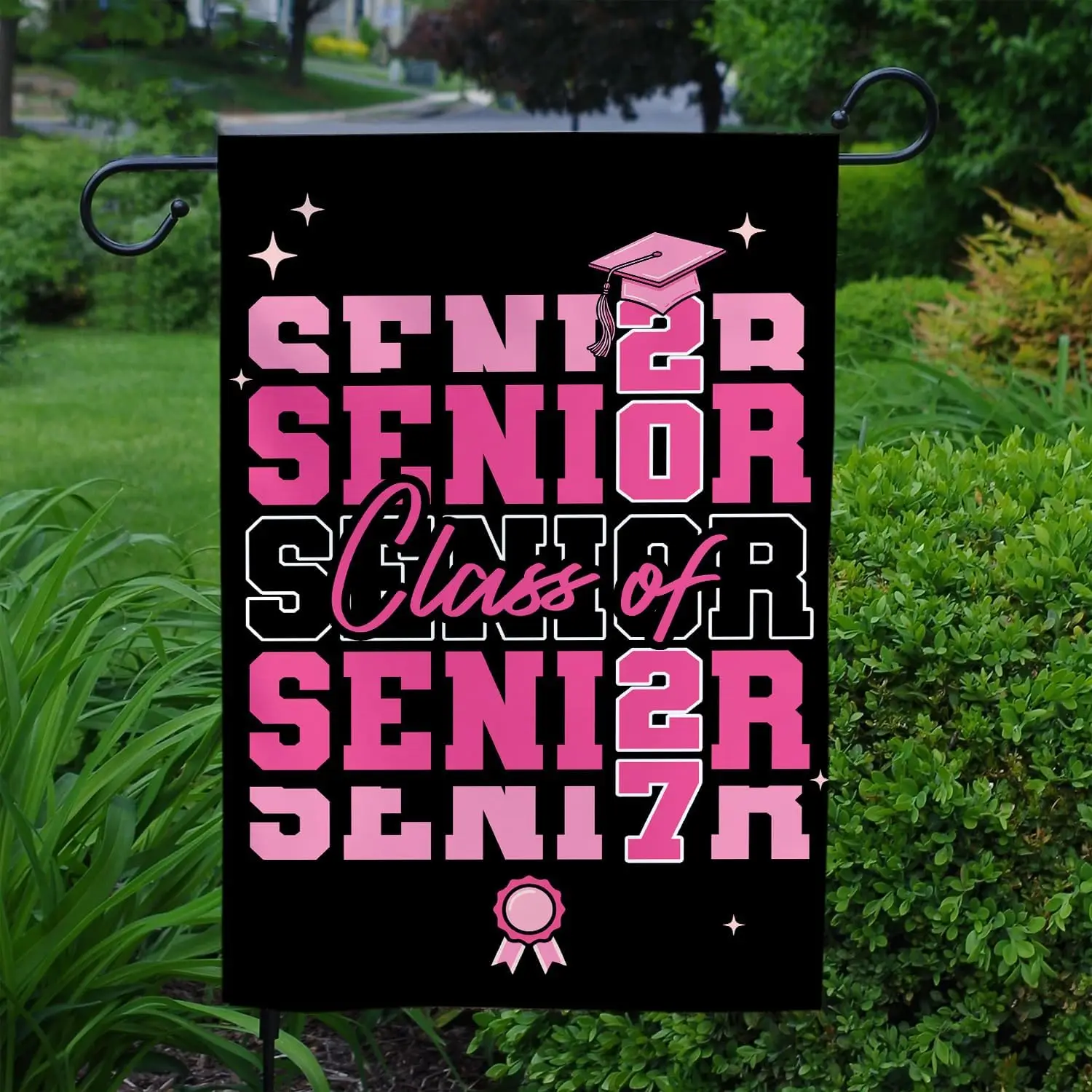 MAIANEY Senior Class Of 2027 Garden Flag Pink Graduation Yard Banner 12x18 Inch Double Sided, Senior Year Porch Lawn Outdoor yyi