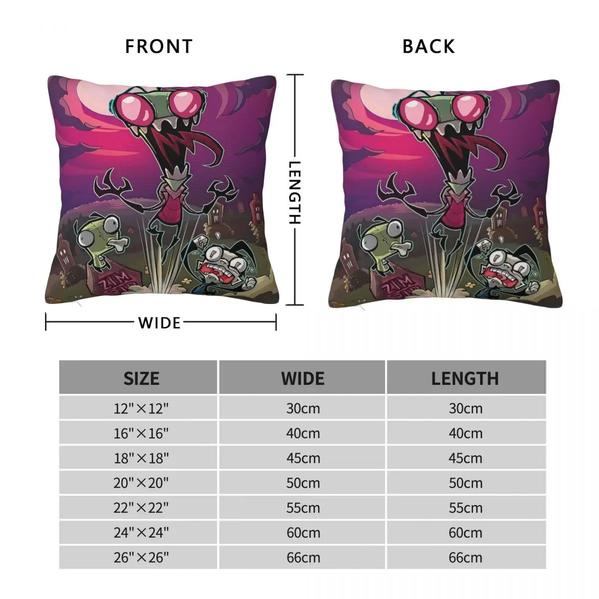Pillow Cover Cartoon Invaders Zims Aliens Graphic Cushion Cover Funny Pillow Case For Sofa Bedroom Home Decor Pillowcases