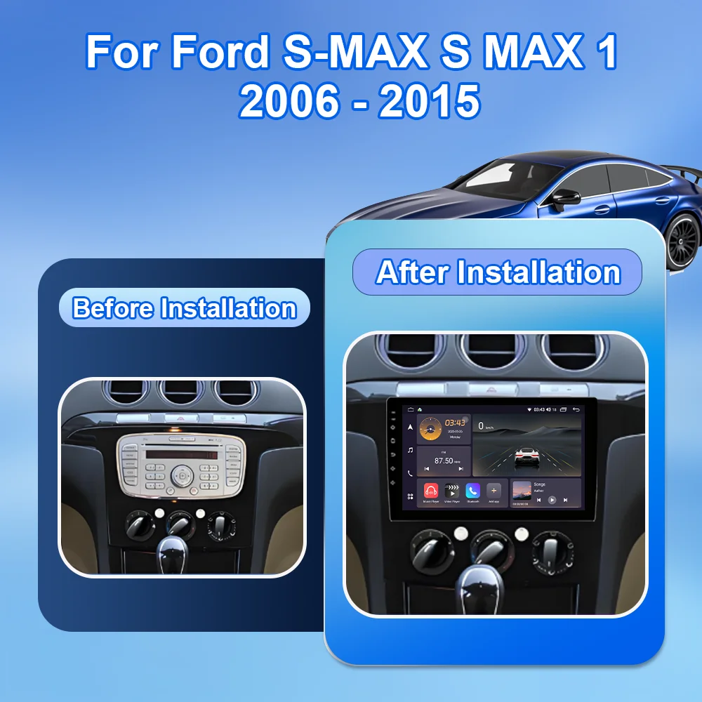 Android 15 Radio Stereo Car For Ford S Max S-MAX 2007-2015 Multimidia Video Player Auto CarPlay GPS WIFI+4G Head BT Unit Screen