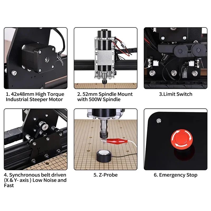 Máquina de corte de husillo CNC 500 Plus, fresadora de Metal de aluminio, grabador láser de madera, 40W, 4540 w