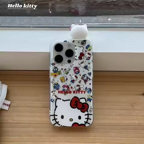 Red Hello Kitty Head Cartoon White Doucble Acrylic Phone Case for Samsung Galaxy S25 Ultra S24 Plus S23 S22 S21 S20 FE A30S A51