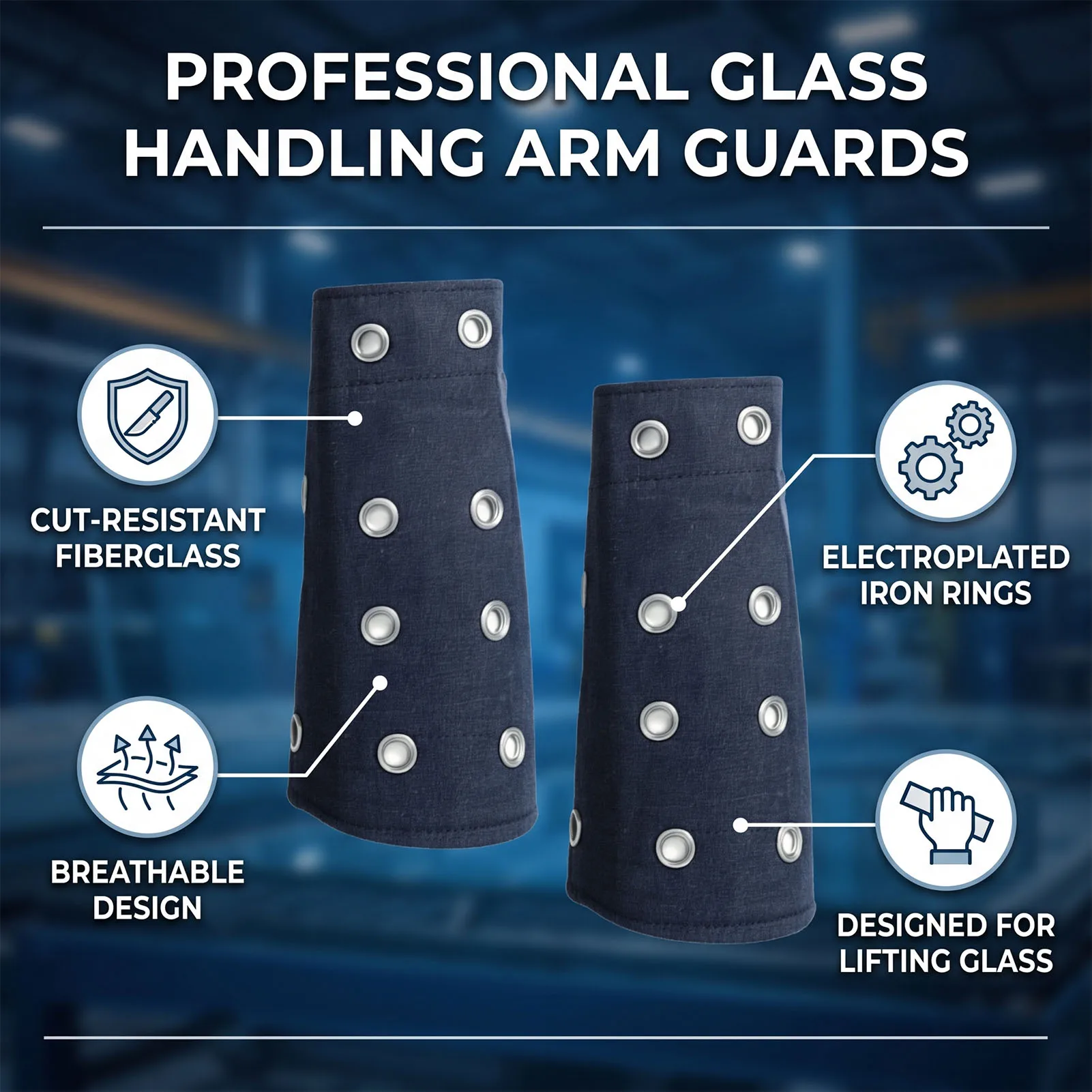 Cut Resistance Arm Sleeves Steel  Anti Cut Knitted Interlayer Scratch Protective Arm Guards for Glass Factory Workers