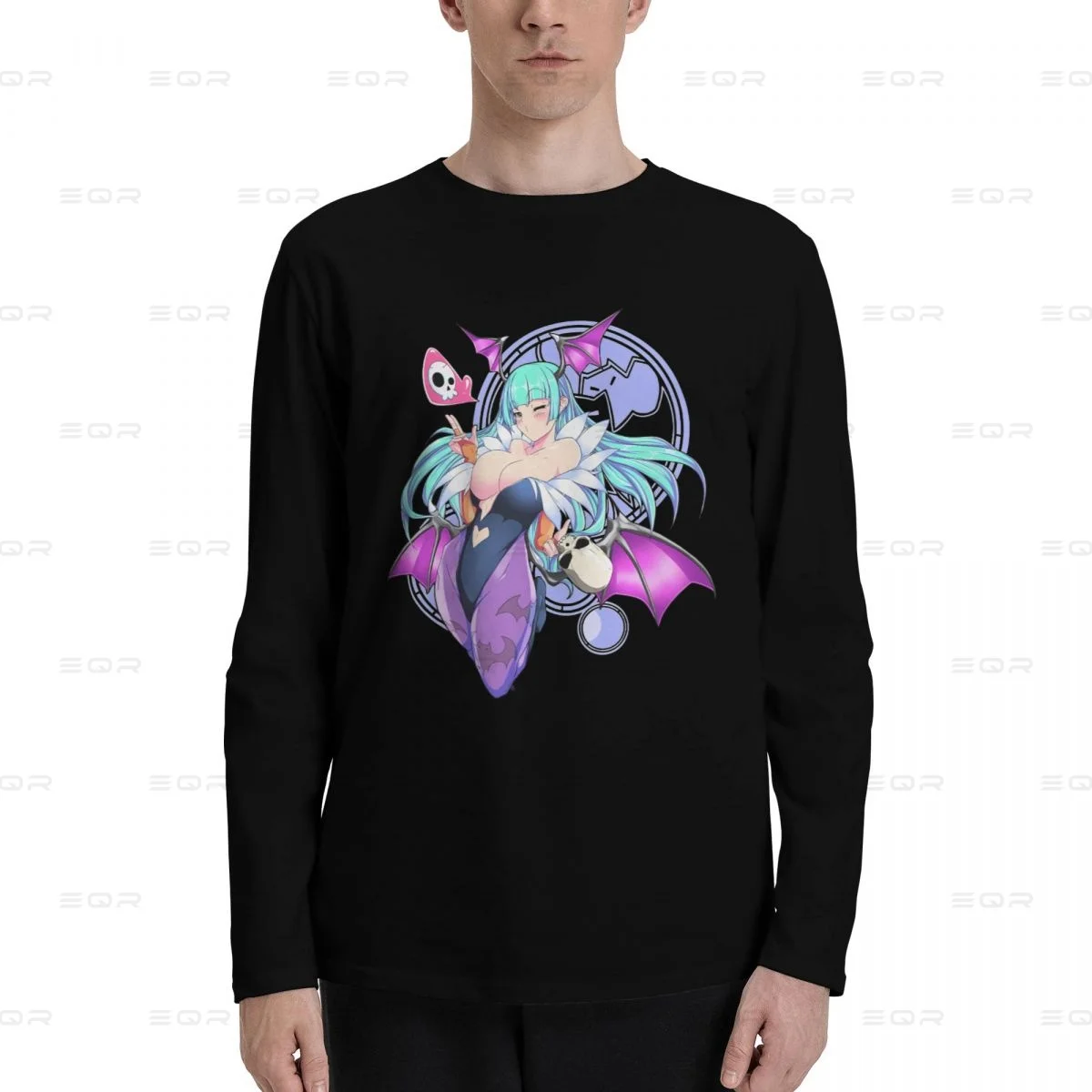 Morrigan Aensland men Cotton Digital Direct Spray printed long sleeved T-shirt,Darkstalkers fashion Unisex Tees