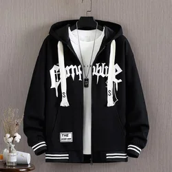 New Men's Hooded Jacket M-6XL Men's Clothing Spring Autumn Korean Fashion Loose Male Coat Hooded Baseball Jersey 2024