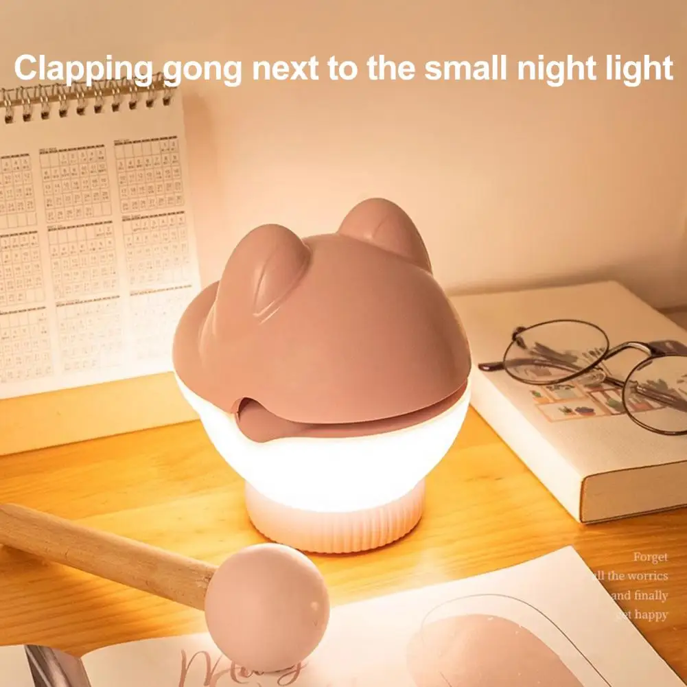 

Cute Night Light Interactive Wooden Fish Night Light with Soft Glow Usb Charging for Stress Relief Sleep Bedside Lamp