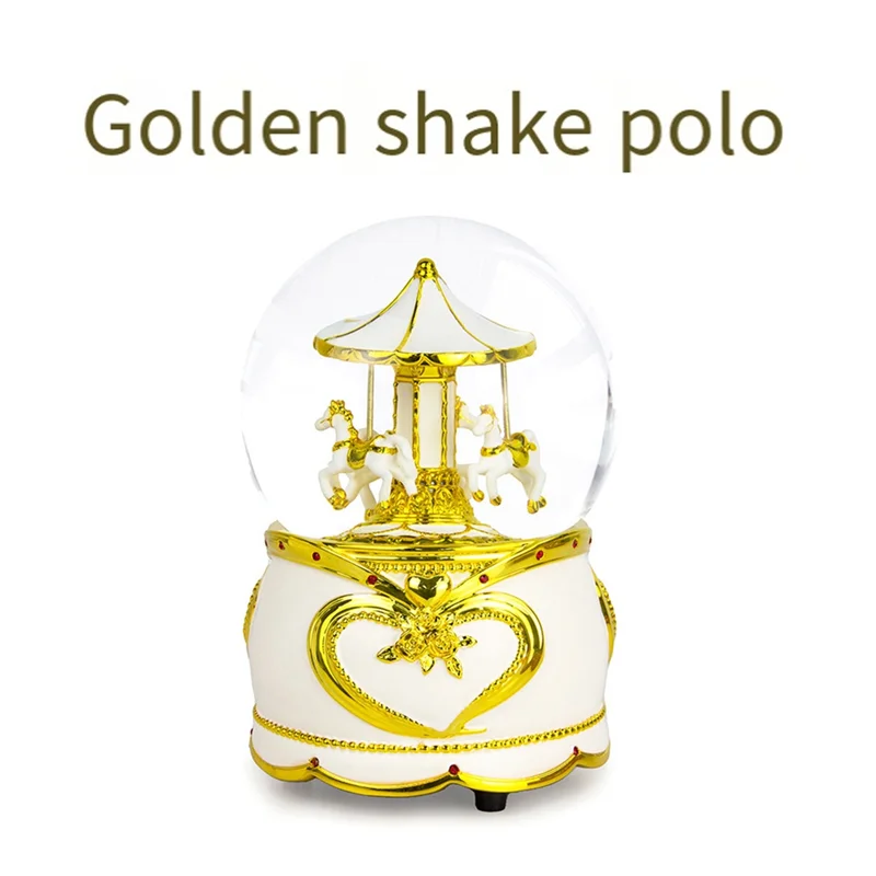 

FSTE-Gold Music Box Resin Crafts Ornaments Hundred Tone Box Birthday Gift Wind-Up Box 1 Piece