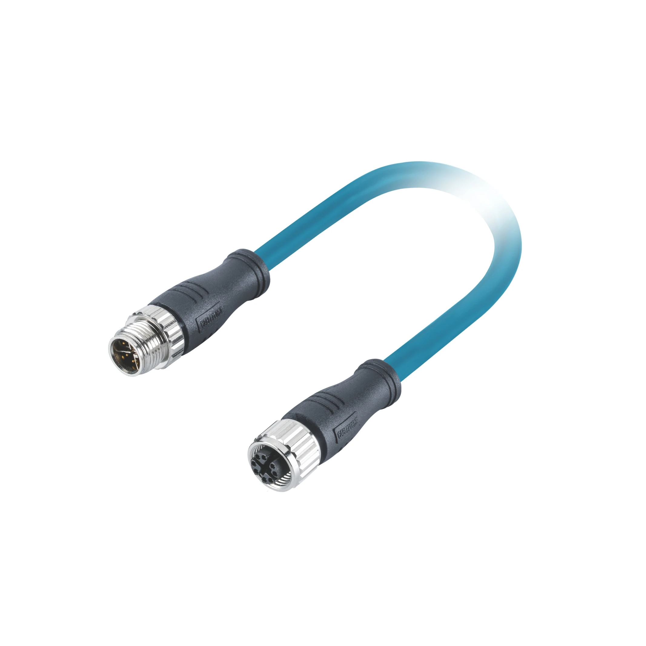 Railway Monitoring System M12 X Code Connector Male to Female Angled Molded PUR Dark Green  6A 4x2x26AWG 1m Ethernet Cable
