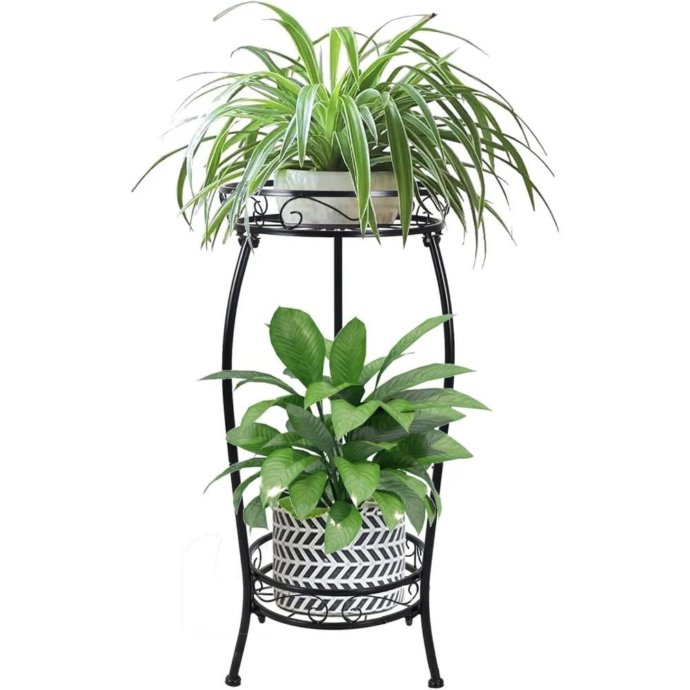 

Plant Stand Indoor Outdoor 2 Tier 27" Tall Metal Potted Holder Flower Pot Stand Heavy Duty Plant Shelf Rustproof Iron Multiple P