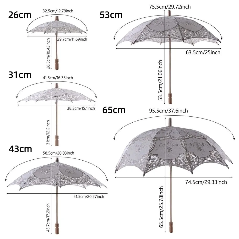 Vintage Large Lace Parasol Umbrella Embroidery Cotton Lace Flower Girl Umbrella Kids Sun Umbrella Bride Wedding Gift view 6