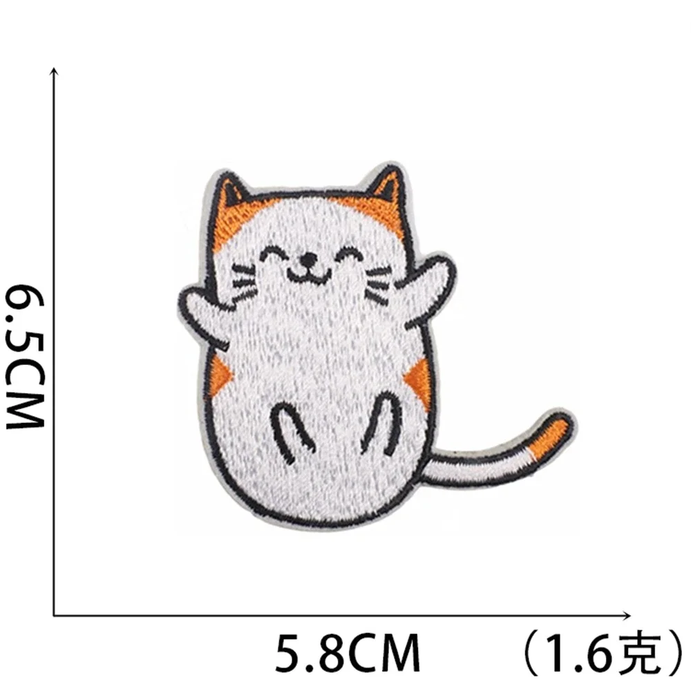 Patch for Clothing Sewing Stickers Iron On Patches Cat Love Embroidery Fusible Applique Badge Backpack Decoration Stripe