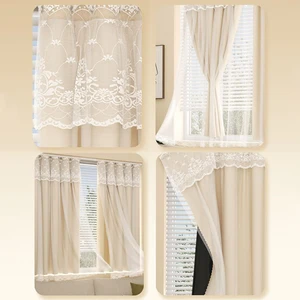 Ins Lace Window Hanging Curtains, camadas duplas, cortinas para sala e quarto, cortinas blackout para janelas românticas 12 principais vendas cortinas em renda - №9