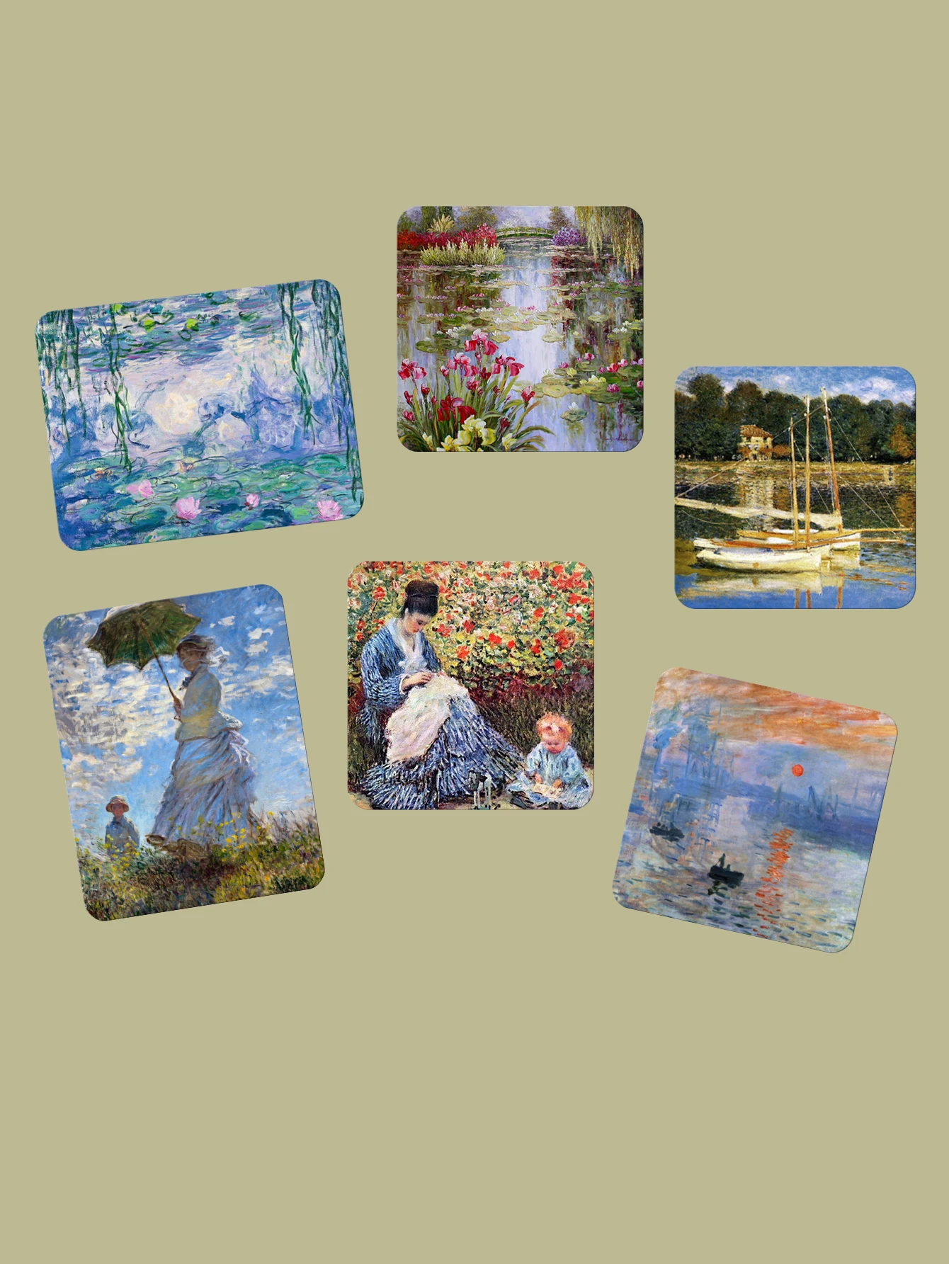 1SET/6PCS, Monet art refrigerator sticker magnetic adsorption kitchen function sticker, art style ins waterproof magnetic stick