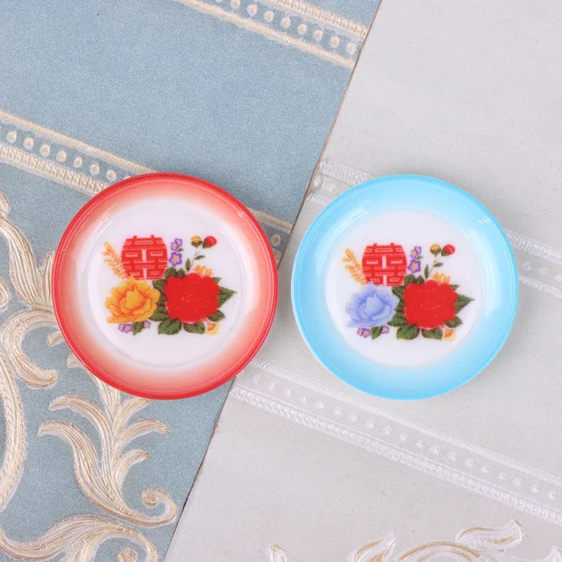 

5/2/3pcs Dollhouse Miniature Supplies Chinese Double Happiness Food Plate Miniatures Kitchen Accessory