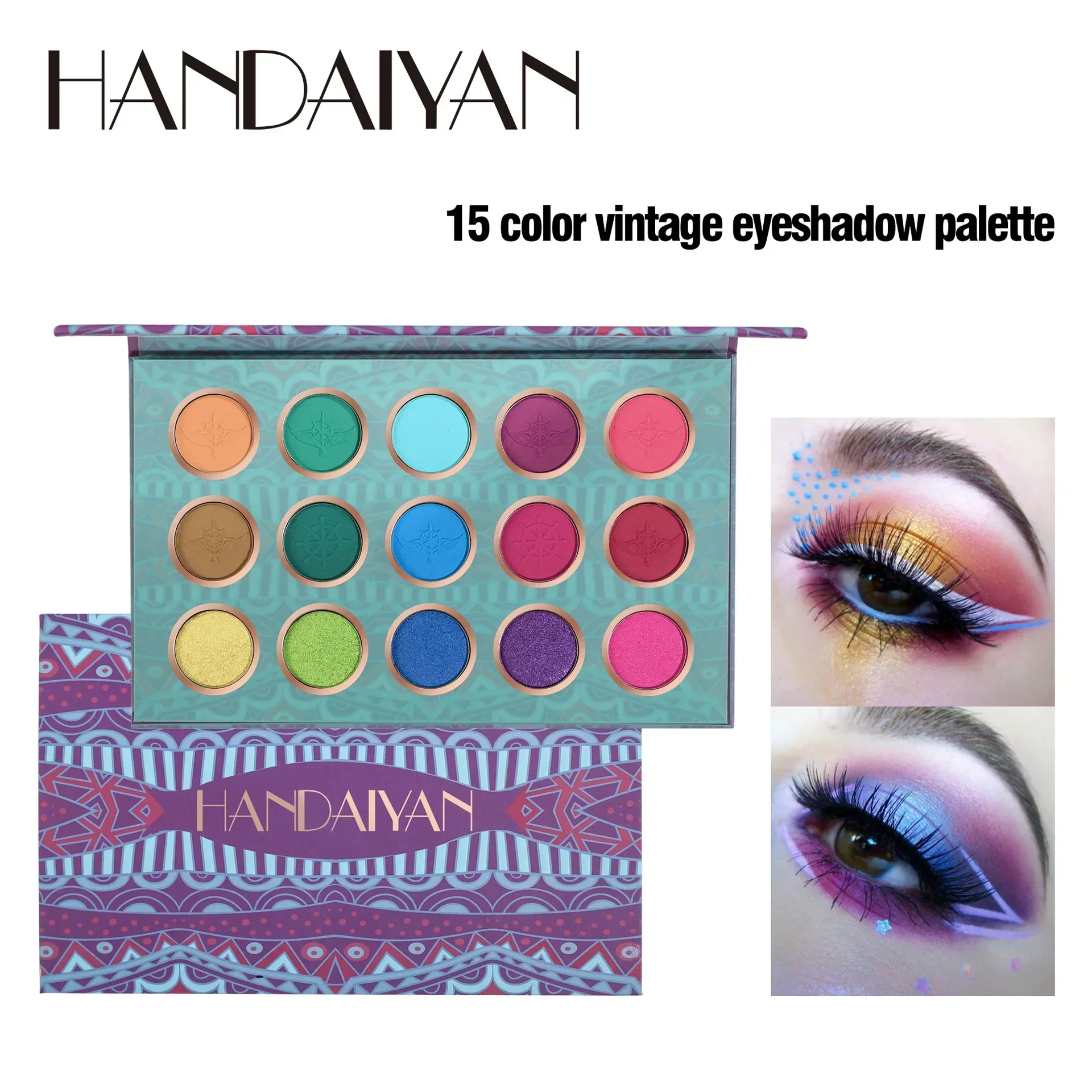 

HANDAIYAN New 15 Color Eye Shadow Palette Glitter Metallic Shimmer Smooth Powder Easy To Apply Professional Makeup Palette 21g