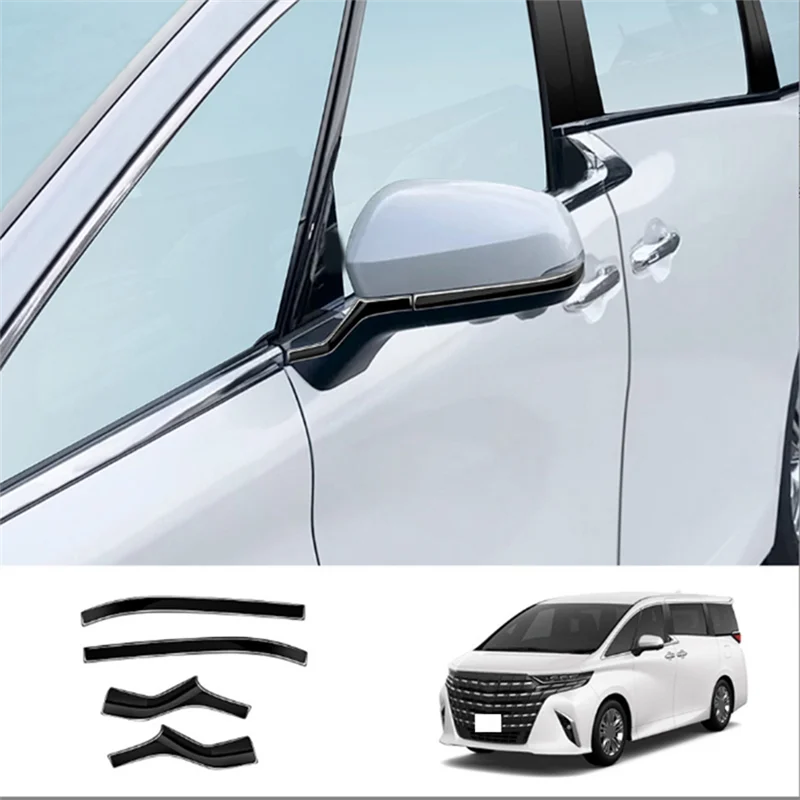 Car Bright Black Rearview Mirror Decorative Stickers for Alphard 40 Series 2023+ Car Accessories