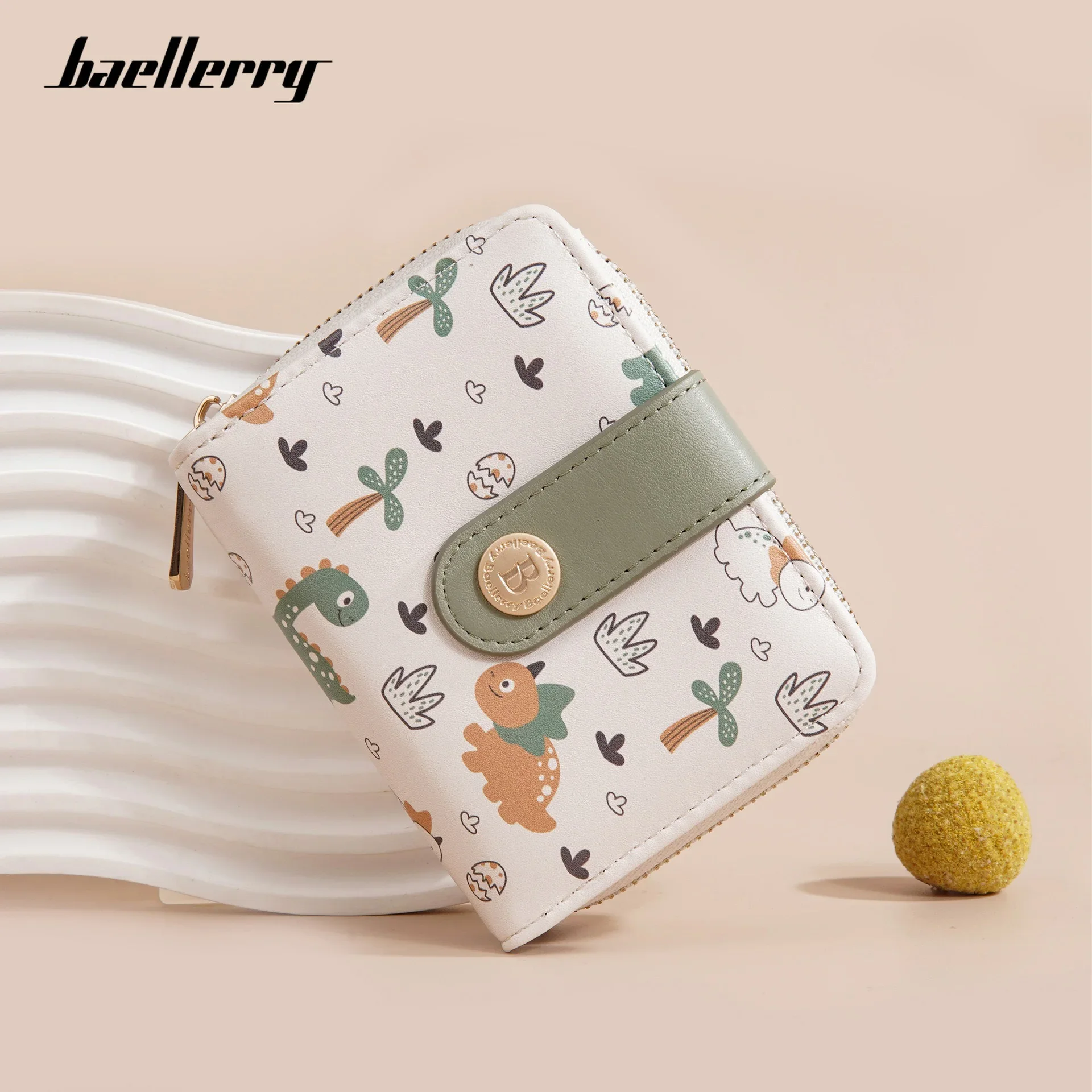 

Baellerry New Women Wallet Short Coin Purse Cute Dinosaur Pattern Female Purses Photo Holder Hasp Card Holder Wallets for Girls