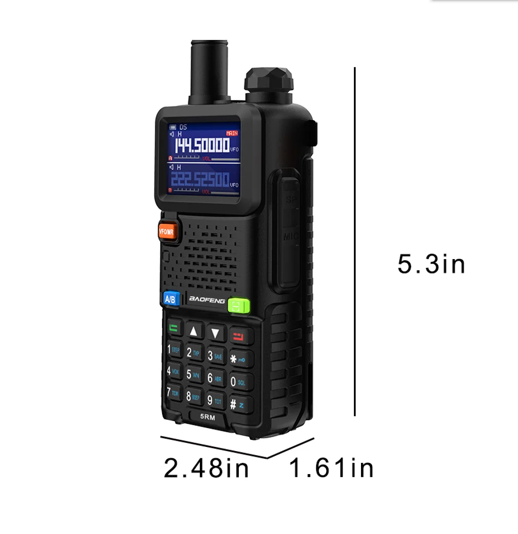 2024 New baofeng 5RM 8W multi-band handheld radio 2500mAh 999CH Type-C direct charging long range two-way radio