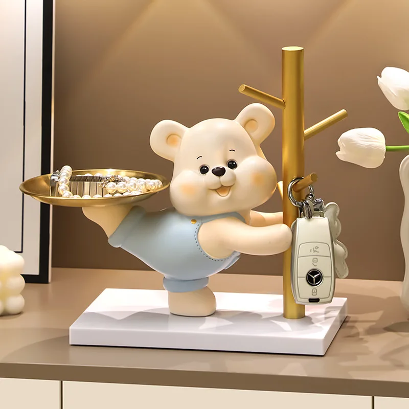 

Cute little bear healing storage ornaments, entrance key storage tray, birthday gift for girls, cute desktop decoration
