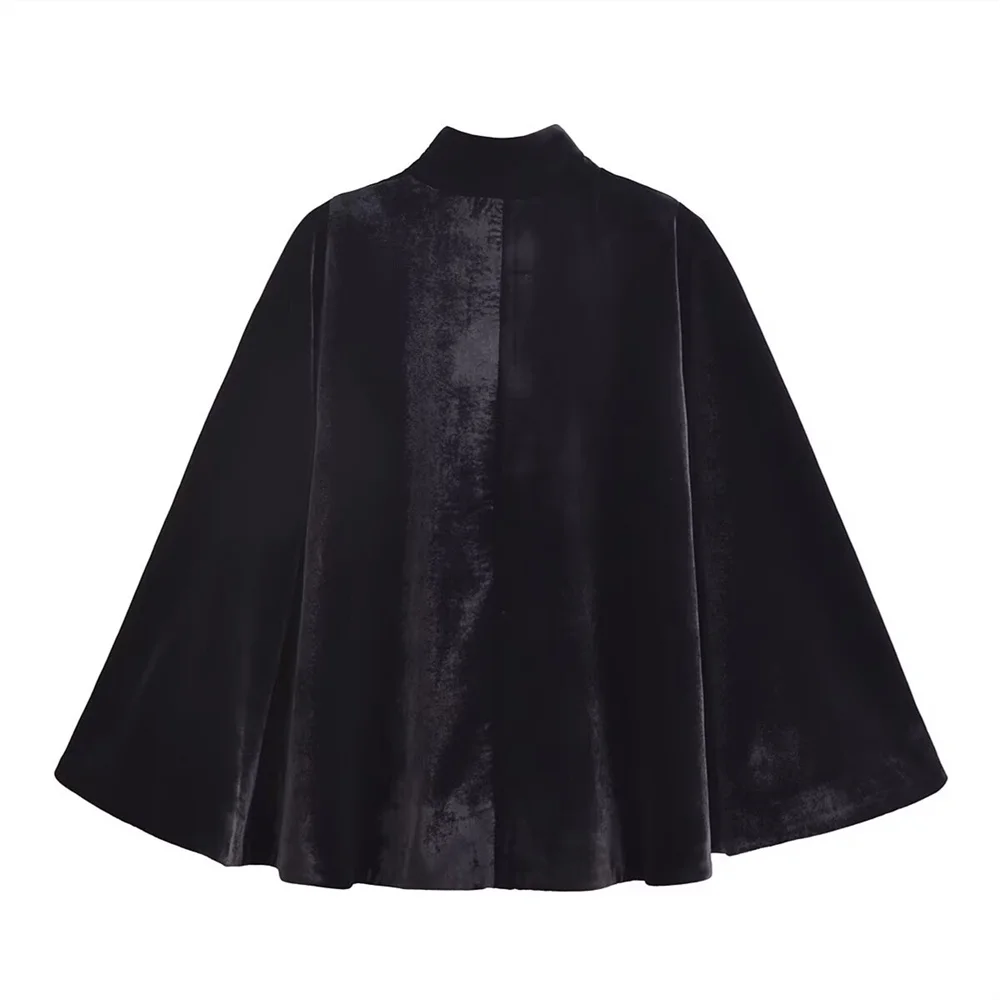 UNIZERA loose new Chinese style stand up collar velvet cape jacket for women's new autumn and winter collection