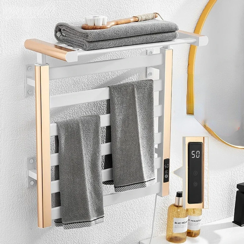 Smart Thermostatic Electric Towel Rack Bathroom Linen Dryer with Digital Display & Timing Feature Anti-Mold Technology