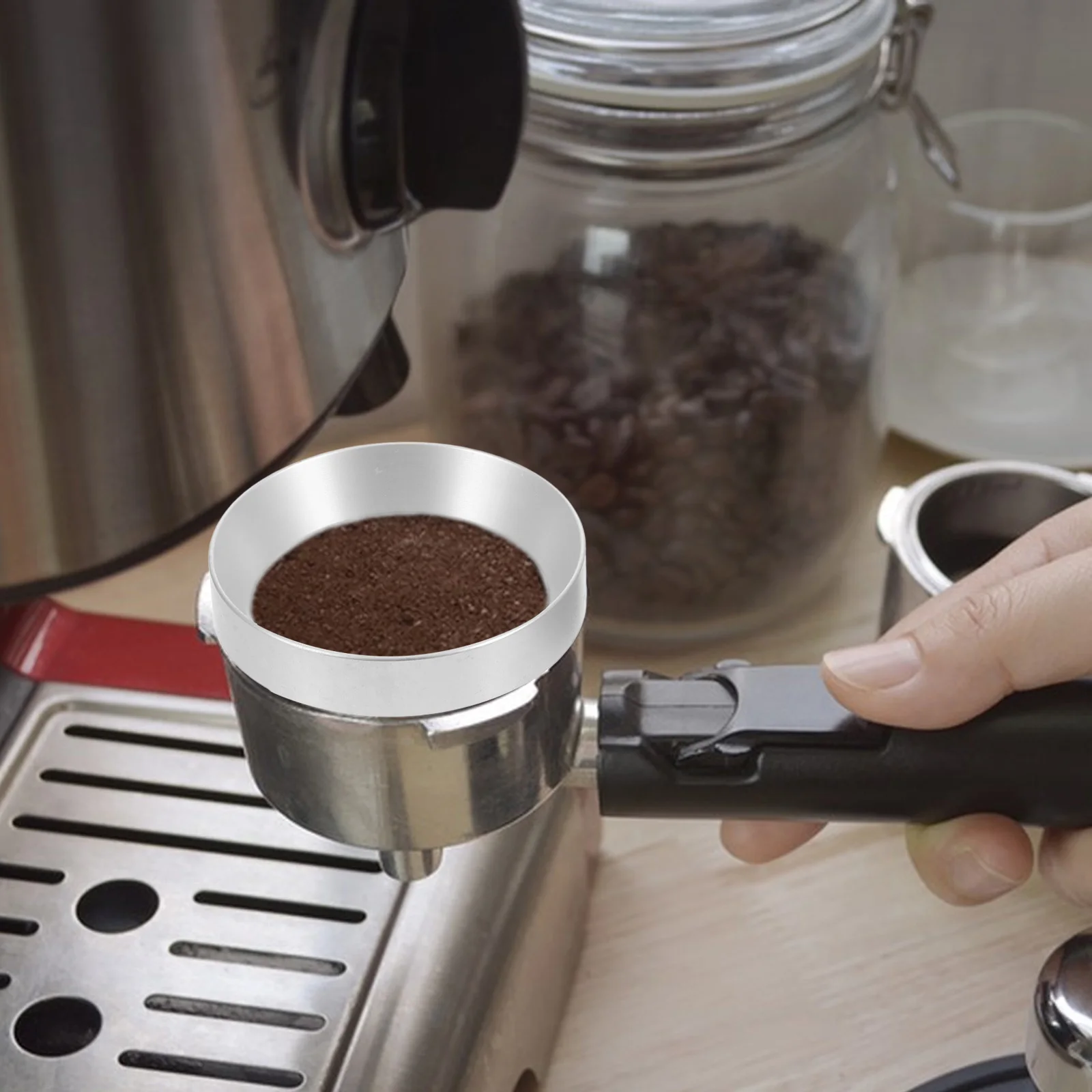 Coffee Handle Set Powder Feeder Cloth Filter Sock Holder Storage Grabber Funnel Carrier with Separator Tool