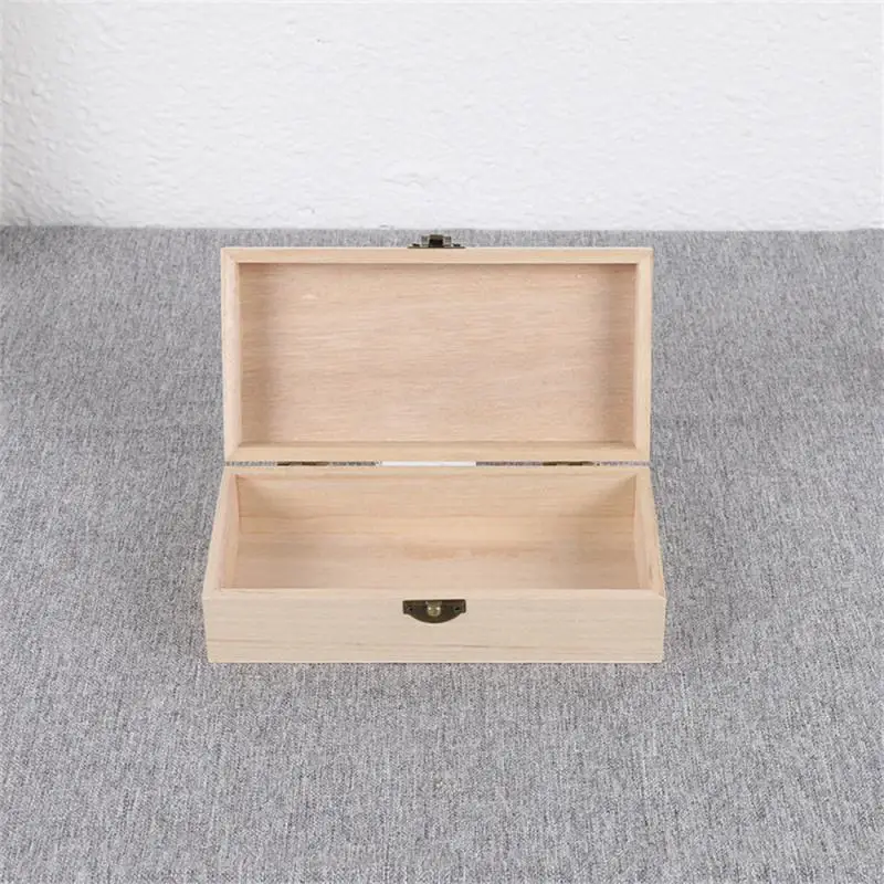 Home Storage Box Natural Wooden With Lid Golden Lock Postcard Organizer Handmade Craft Jewelry Case Wooden Box Casket