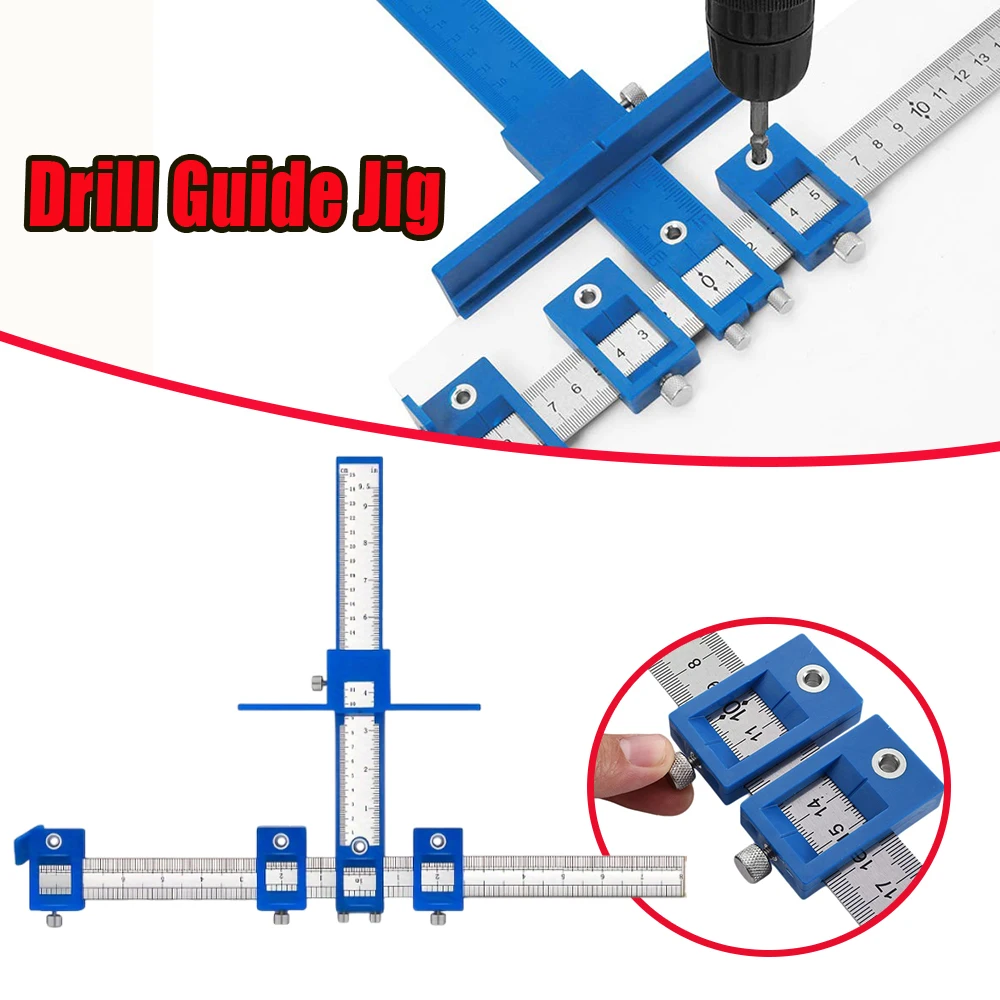 Door Handle Pulls Drill Guide Jig Adjustable Self Centering Locator Cabinet Wardrobe Furniture Door Knob Installation Tool Kit