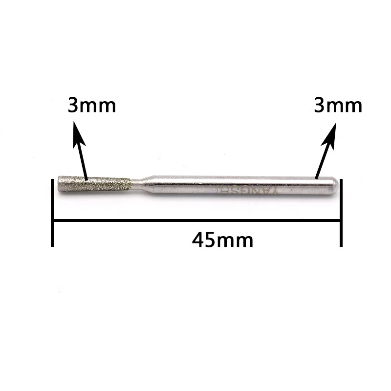 1/3/5pcs Inverted Trapezoid Diamond Grinding Head 3mmx3mm Boron Nitride Grinding Rod Metal Engraving Grinding