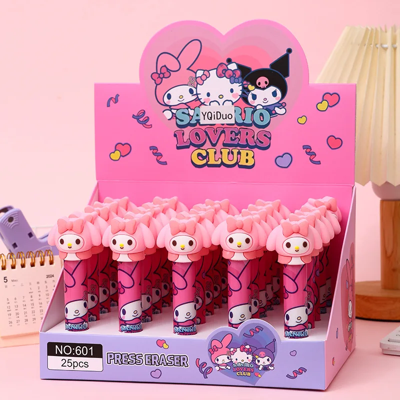 

Sanrio Cartoon Eraser Rubber 25pcs Kawaii Students Stationery Kuromi Hello Kitty 3d Eraser Clean Tools School Children Gifts