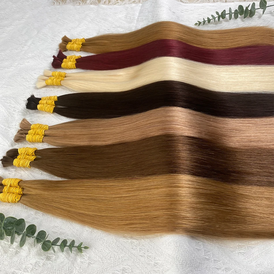 100%未加工人毛バルク、編み込み用レミーボヘミアンストレートウォーターウェーブバルクヘア、ノーウェフトバンドルヘア