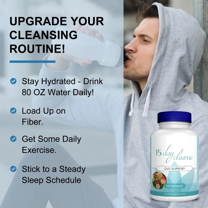 تنظيف وإزالة السموم لمدة 15 يومًا - صحة الأمعاء وإزالة سموم القولون، يساعد على تخفيف الانتفاخ وحركات الأمعاء العادية