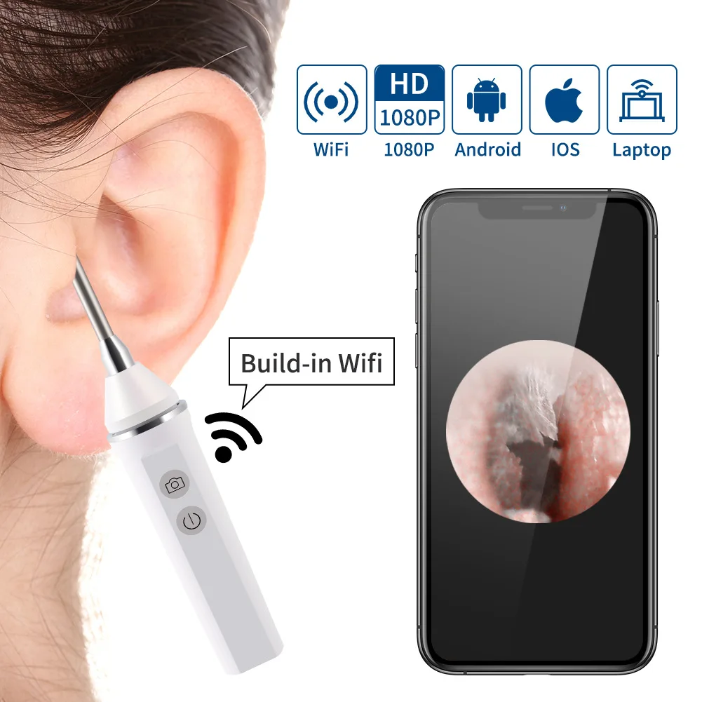 

3.9mm 3MP 1080P Wireless WIFI Earpick Endoscope CMOS Borescope Earwax Remover HD Earscope Cleaner For Ear Nose Skin Check Camera