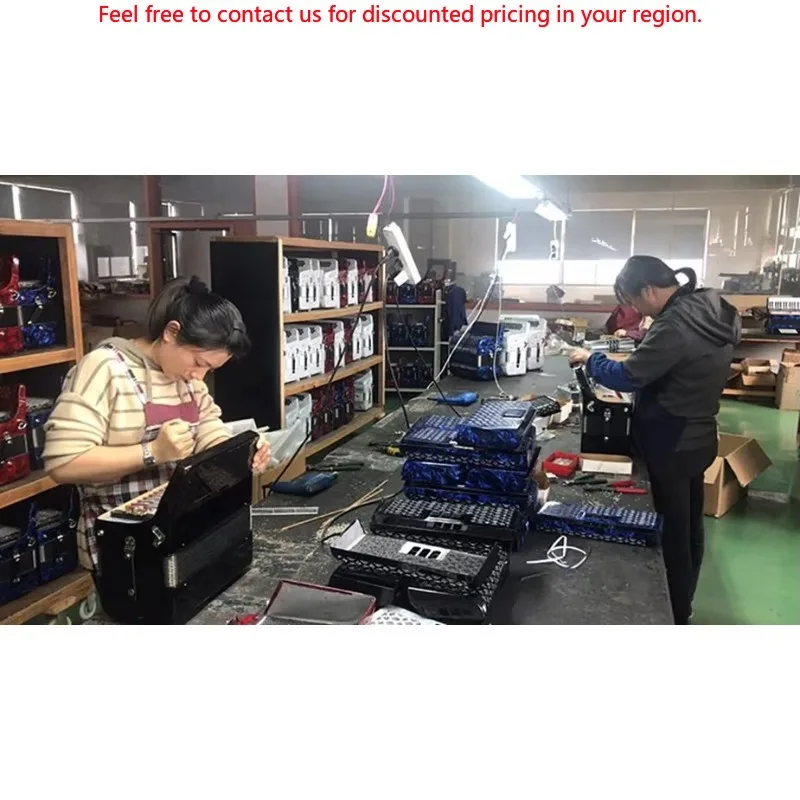 

OEM Diatonic Button Accordion Instrument 34 Buttons 12 Bass 5 Registers Light Blue Body Black Grill Black Buttons Made Wood