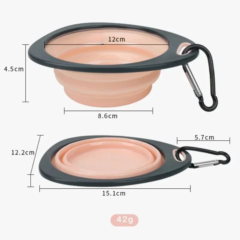 Dog Pet Folding Silicone Bowl with Hooks Puppy Feeding Drinking Bowl Dogs Food Water Container Outdoor Travel Pet Supplies