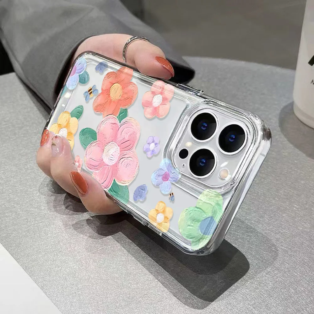 Pastel Floral Clear Case For iPhone 17 13 11 12 14 16 15 Pro Max XS XR X 7 8 Plus SE 17Air Flower Silicone Shockproof Soft Cover view 4