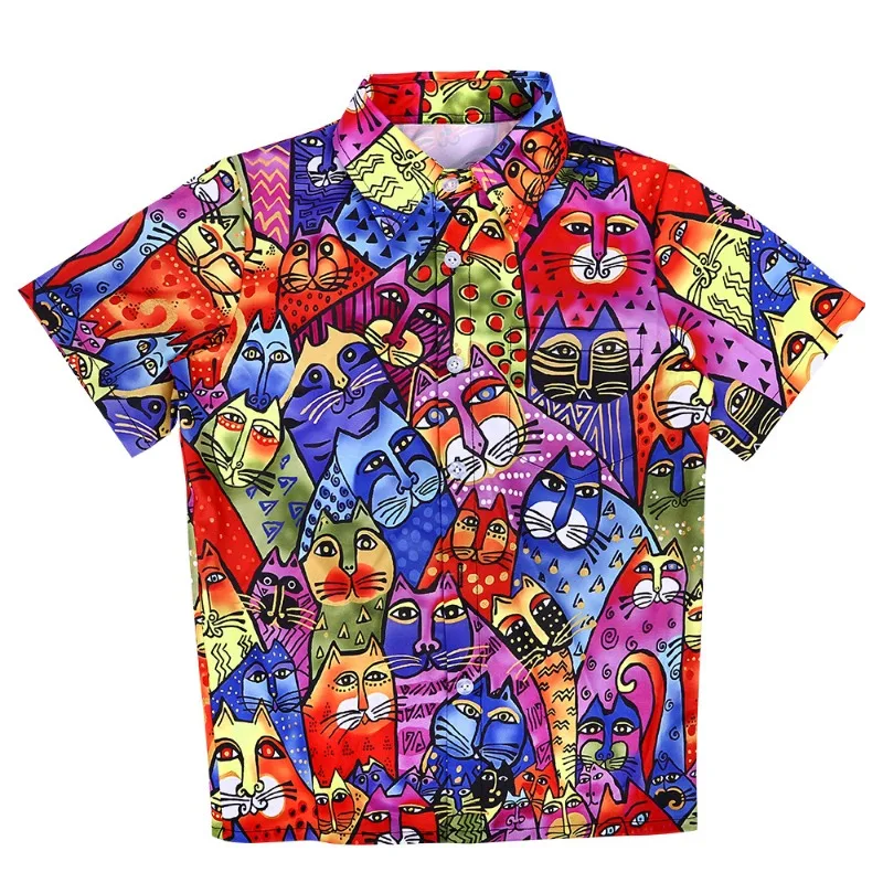 New Arrival Children's Cartoon Shirt Summer Beach T-shirt Festival Boys Girls Stage Performance Clothing Birthday Gifts