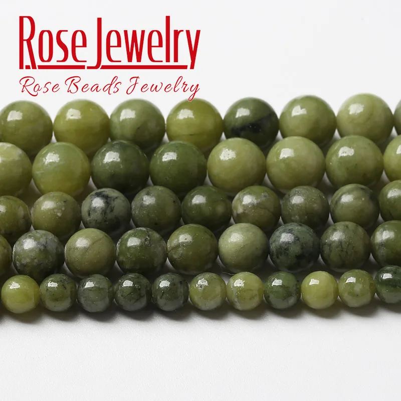 Naturalne chińskie koraliki jadeitowe Naturalny zielony kamień chalcedonowy Okrągłe koraliki do tworzenia biżuterii Bransoletki DIY Naszyjnik 6 8 10 12mm 15"