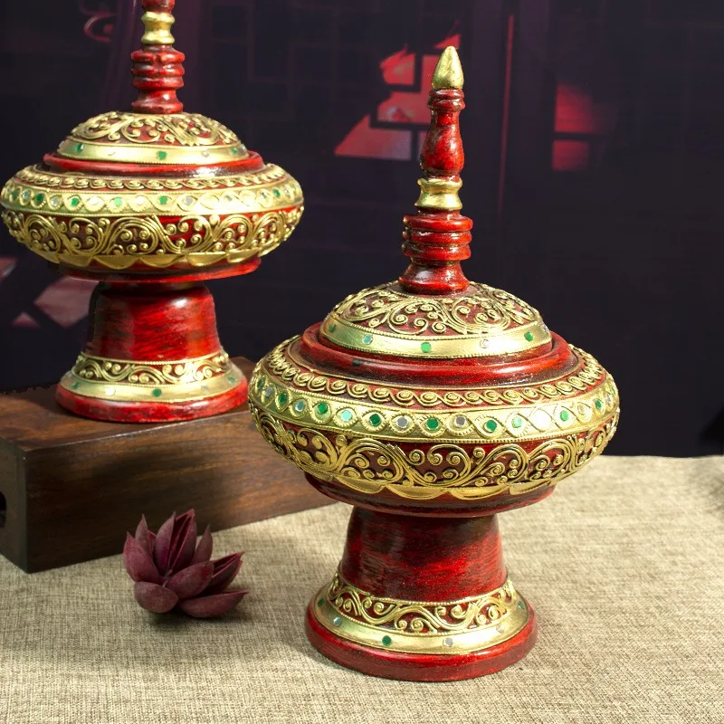 Southeast Asian jewelry box, storage box, exquisite Thai solid wood handmade earrings, hair accessories, miscellaneous