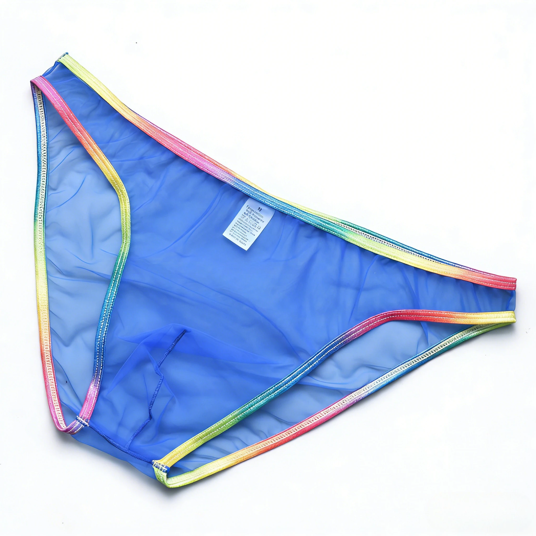 

Sheer Mesh Bulge Brief for Men Sexy Low Rise U Convex Pouch Thong Rainbow Trim See-Through Erotic Intimate Underwear for Couples