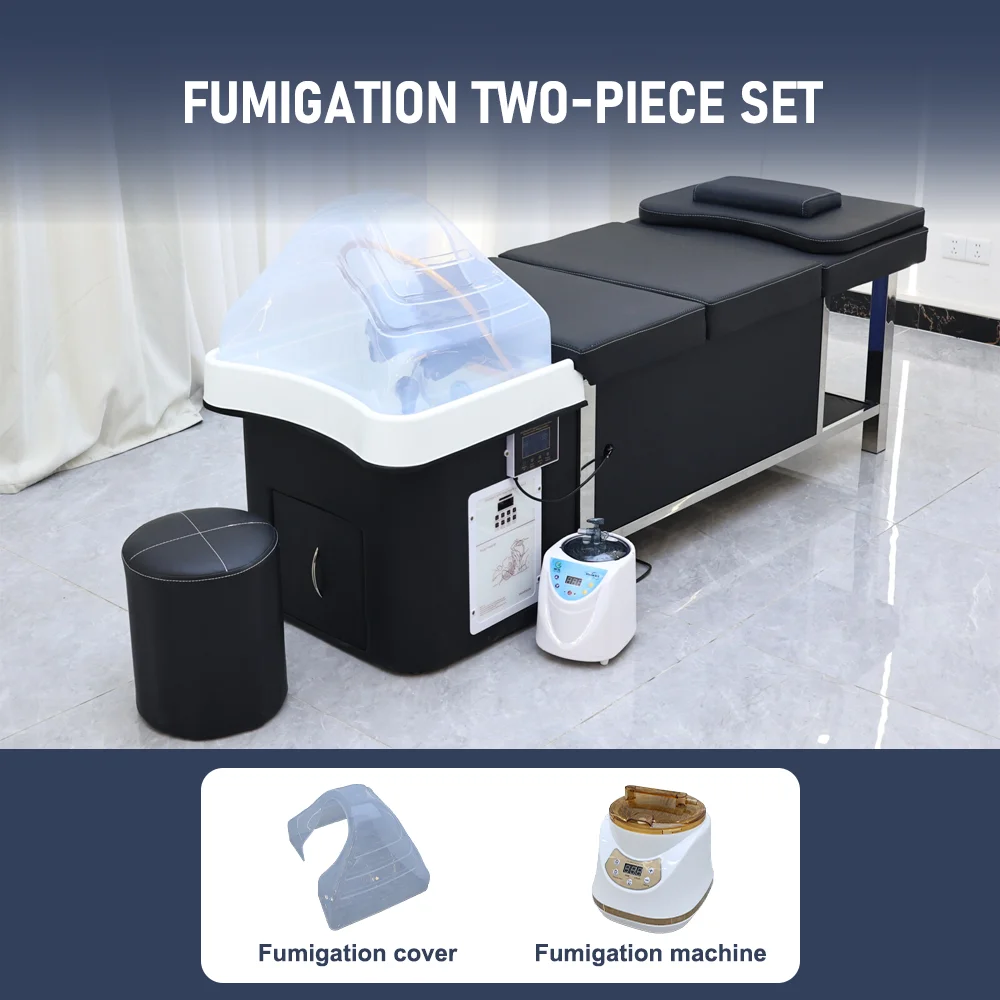 Hairdresser furniture white thai Head massage bed pipeless shampoo bed with water storage sink