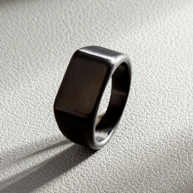 HNSP 316L Stainless Steel Rectangle Blank Seal Ring For Men DIY Signet Ring Finger Jewelry Accessories