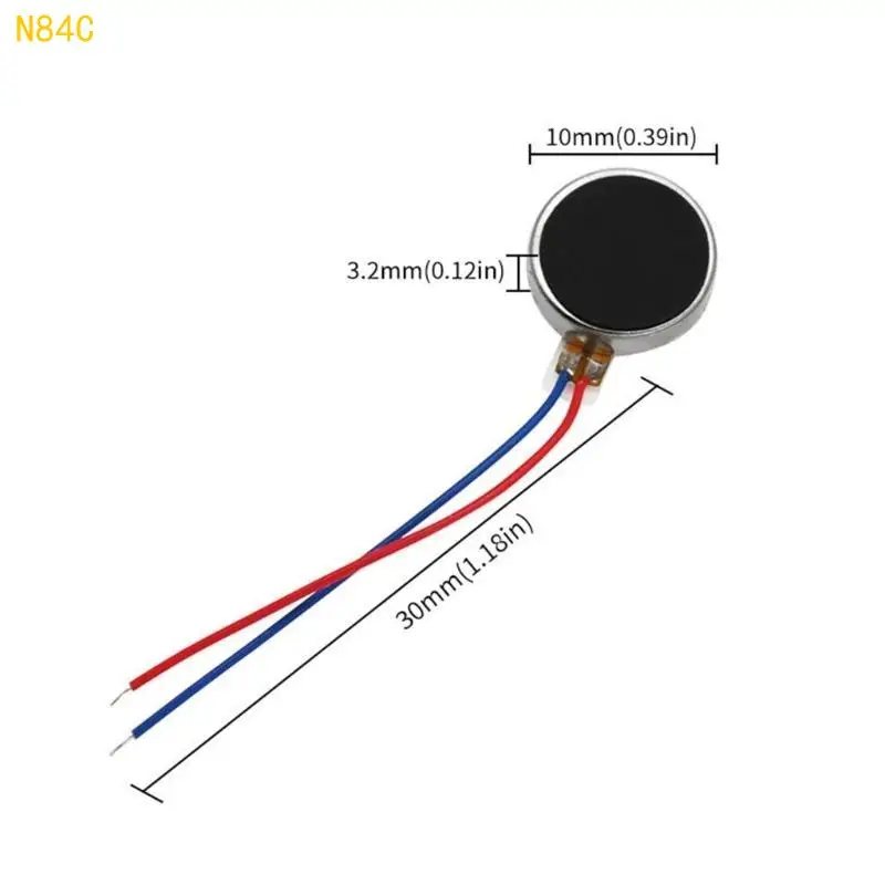 N84C mini-trillingsmotor met 30 mm lengte draad DC1.5-3.7V 10000 tpm platte knop-type motor voor mobilephone tablet