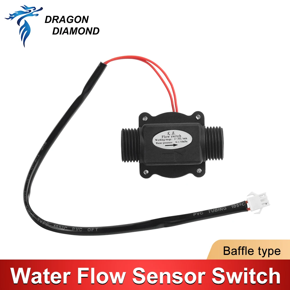 2PCS Water Cut Protection Water Flow Switch Baffle Type Flow Switch Laser Cutting Water Flow Switch Induction Sensor 4 Points