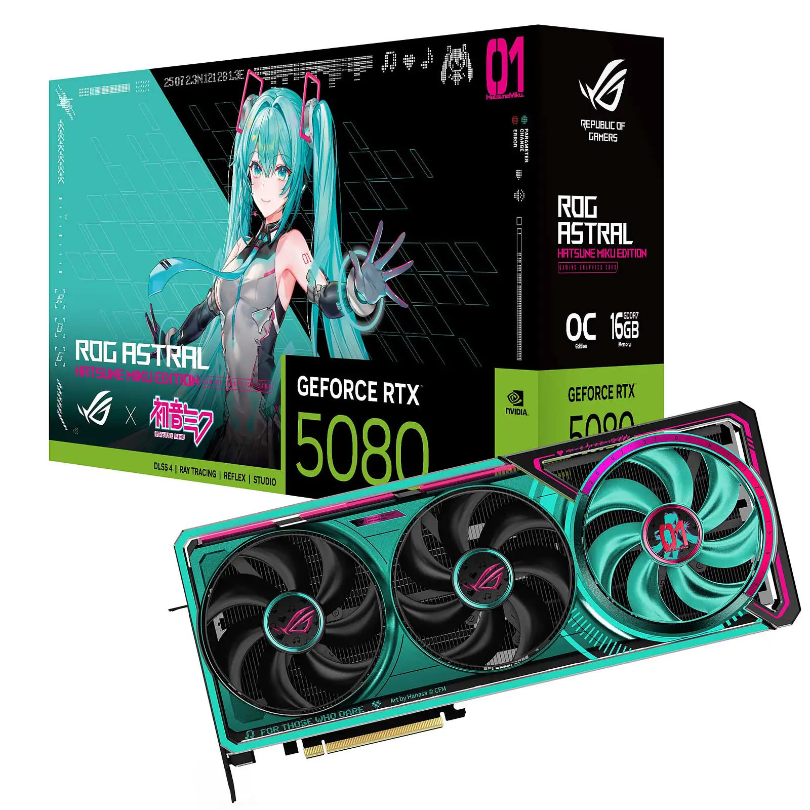 2025 New Release ROG Astral GeForce RTX 5080 16GB OC GDDR7 Gaming Graphics Card GPU AI Computing Video Cards RO Hatsune Miku