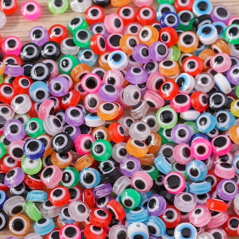 Tusember 6/8/10mm 100 Stück Glas Glasierte Böse Augen Perlen Flache Runde Lose Abstandhalter-Perlen für Schmuckherstellung Armband Halskette DIY Handwerk – Detail 5