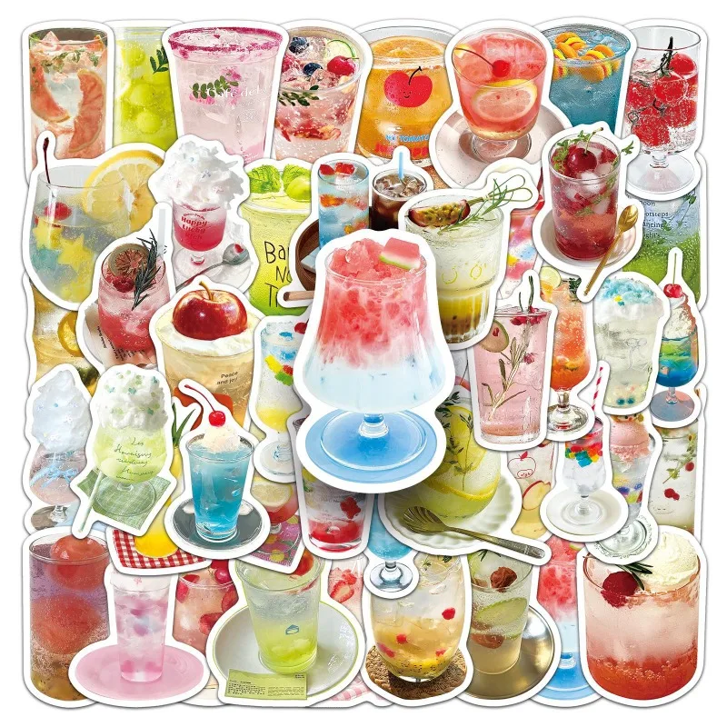 50pcs/set Kawaii Drink Stickers Bubble Water Doodle Decals Waterproof Journal Stickers DIY Decor Phone Case Luggage Decal Gift