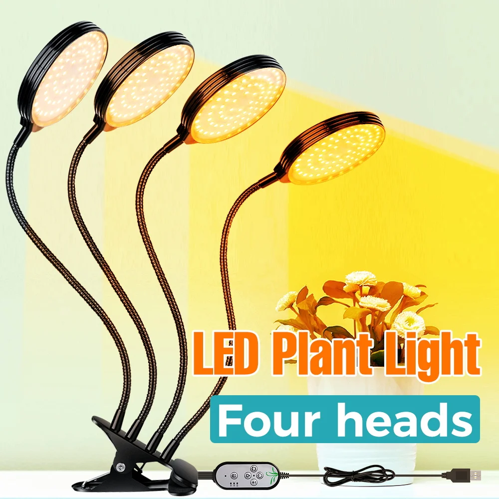 Full-Spectrum Indoor Solar LED Growth Lamp Timing USB Succulent Plants, Flower 360° Adjustable Gooseneck Dimmable Fill Light Lam