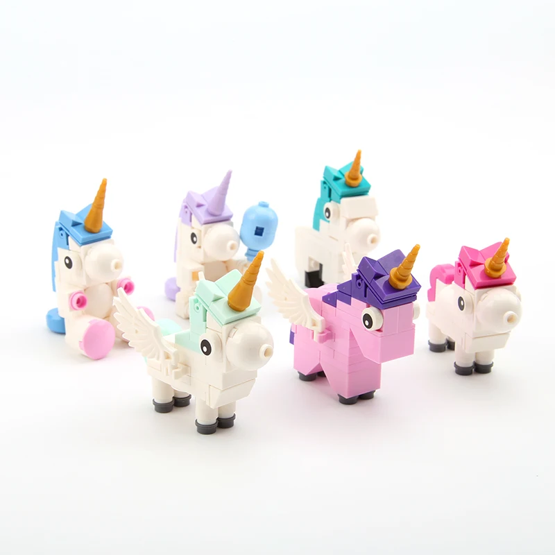 DIY Self-assembly Educational Toys 6-in-1 Unicorn Bricks for Girls Building Blocks Toys Cute Desk Decoration Unicorn Brick Toys